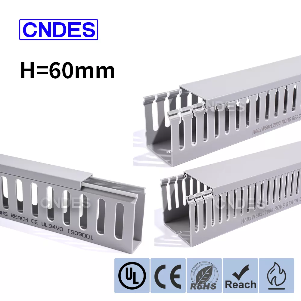 60 mm höjd Grå slitsad PVC-ledningskanal